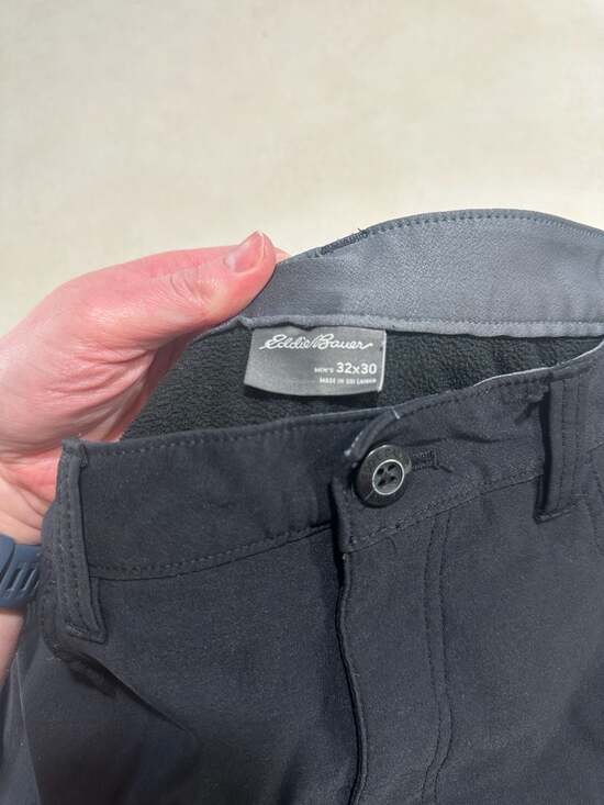 Eddie Bauer Men's Fleece Lined Tech Pants 32x30 Black Hiking Outdoor - Picture 3 of 10